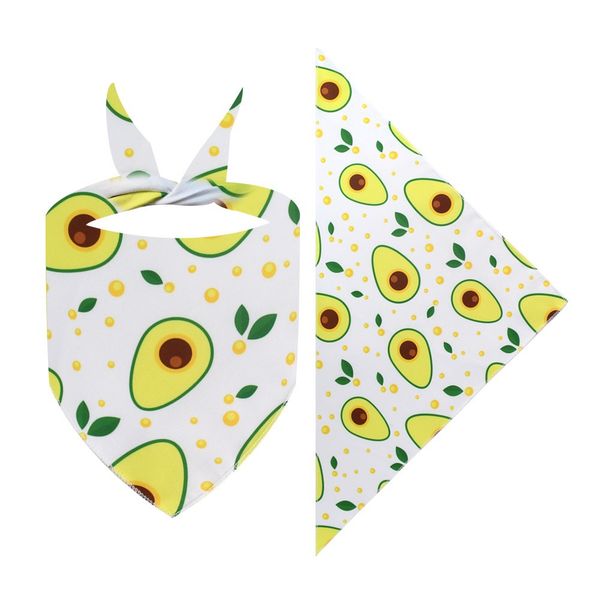 2Piece Cute Avocado &amp; Leaves Pet Bandana - Fruity Dog &amp; Cat Triangle Scarf