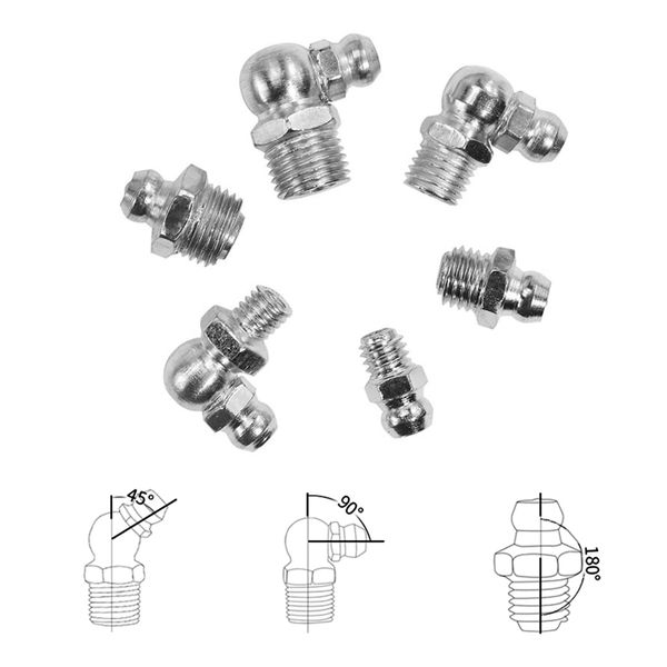 Steel Zerk Grease Nipple Fittings Assortment Kit ,Straight, 90-Degree