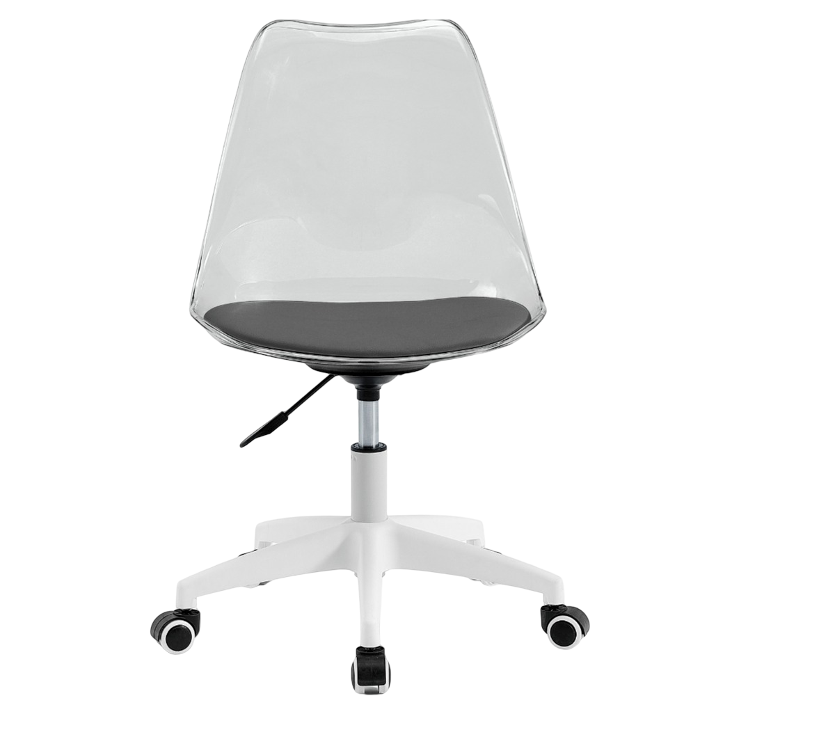 Transparent Office Chair with Colored Seat Pad - Black, White, or Grey