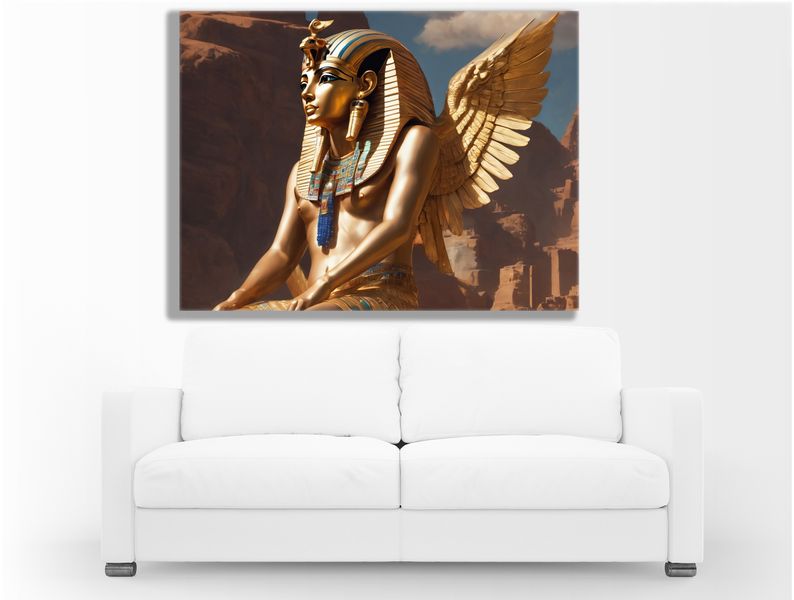 Pyramid Sphinx in Gold Canvas Wall Art