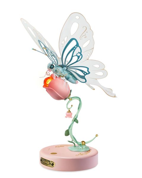 Robotime DIY Butterfly Mechanical 3D Puzzle - Rose (79 Pieces)
