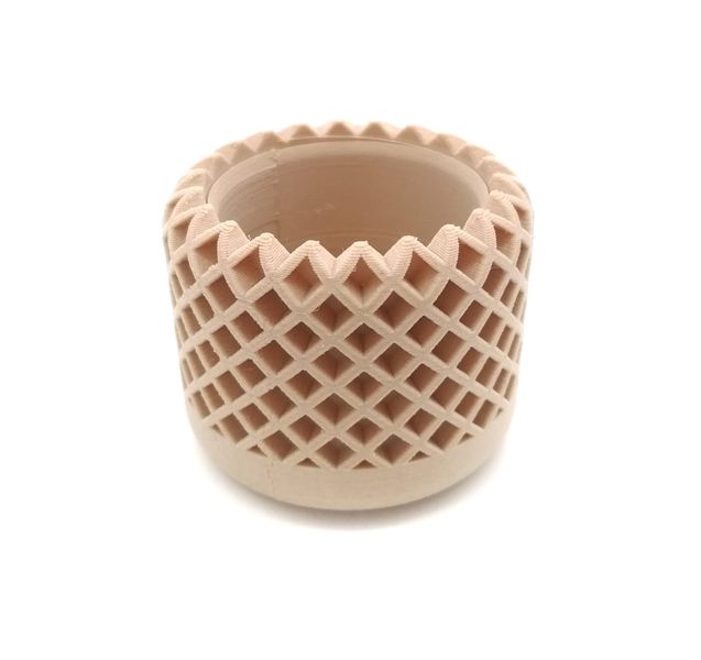 Home Time Mesh Wood Filament 3D Printed Plant Pot - 6x7cm