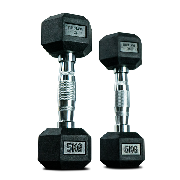 Hex Dumbbell Set - 5kg Dumbbells - Non-slip - Rubber-Coated - Gym Dumbbells