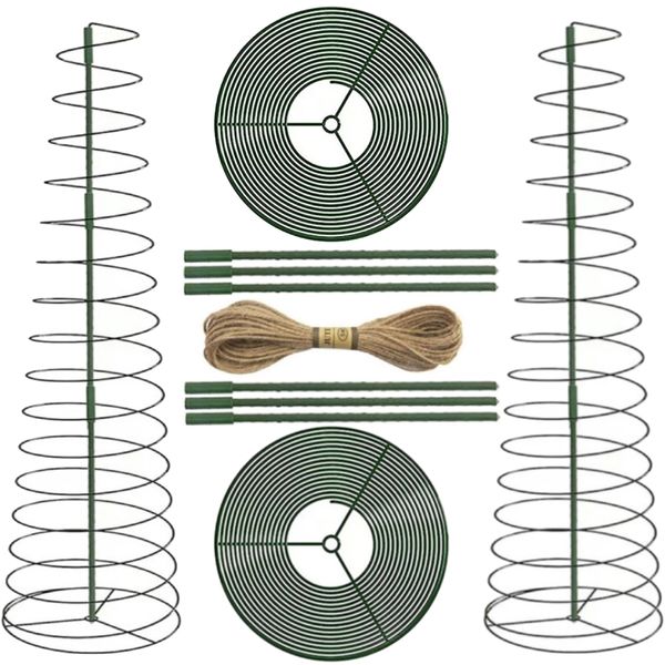 Garden Decor Plant Climbing Spiral Trellis Support Frame Jumbo Kit 2 Set