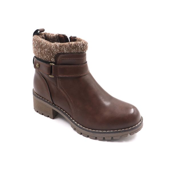 Ladies Knitted Collar Trim Ankle Boot