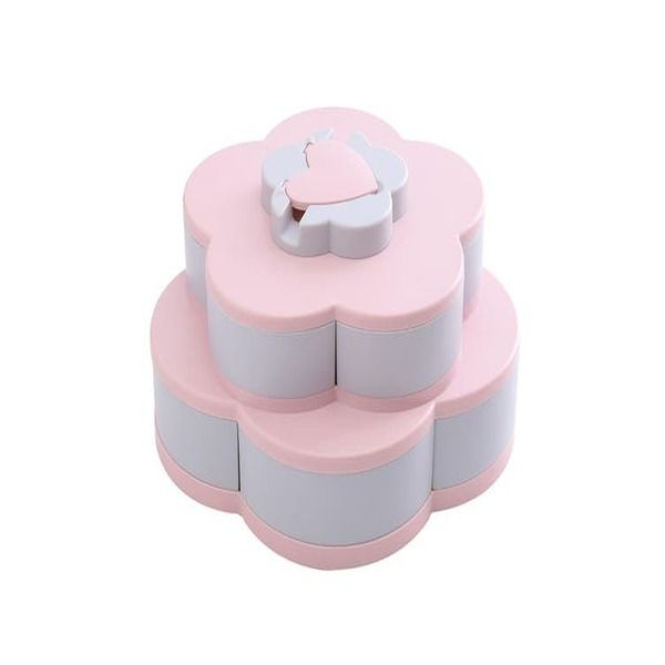 Rotating Flower Food Storage - Pink/Blue