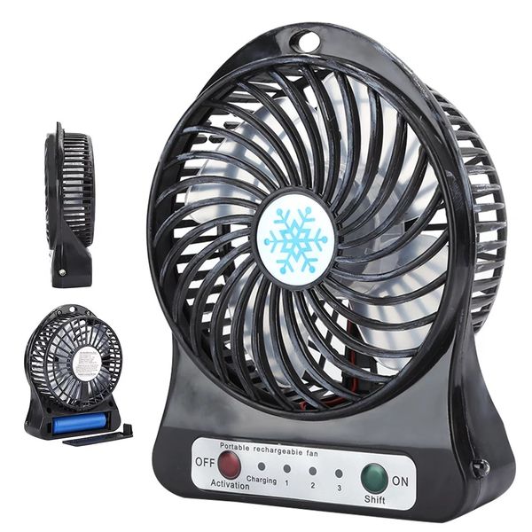 Single Button Operation Mini Rechargeable Desktop Fan 3 Wind Speed 3Pieces