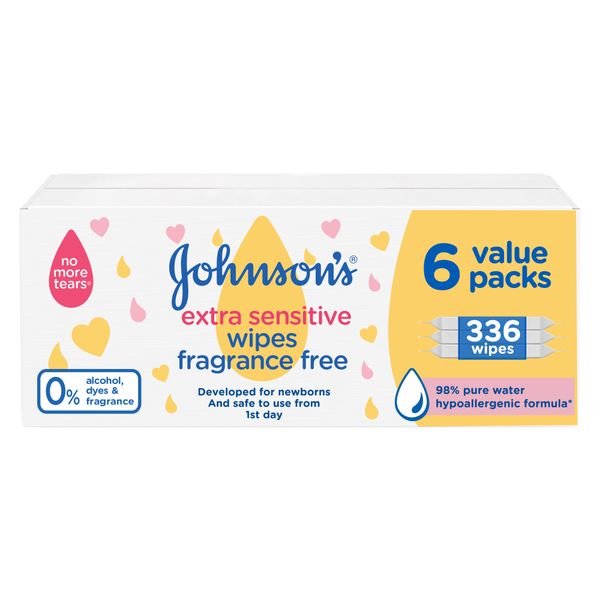 Johnson's Baby Wipes Extra Sensitive 6 Value Pack 336 Wipes