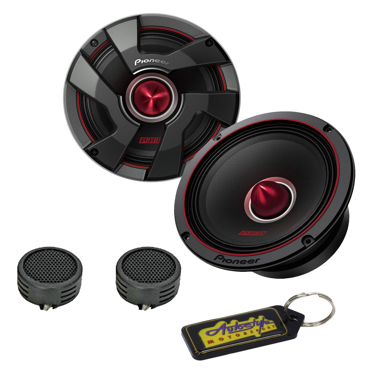 Pioneer Pro Series 8" 700Watt Midbass Speakers & Evo Tweeters & Key