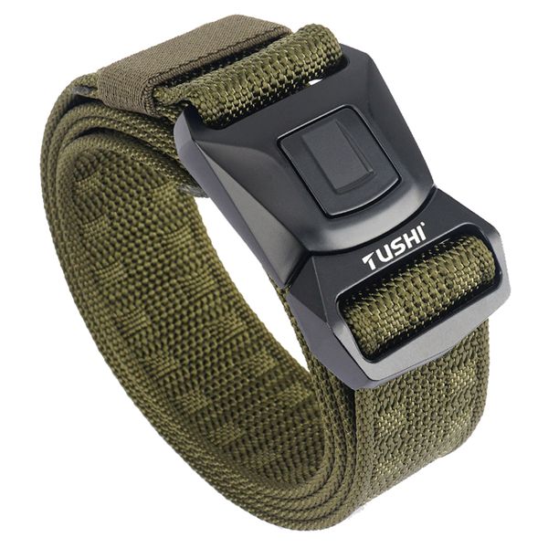 Durable Heavy-Duty Alloy Buckle Military Style Nylon Tactical Belt - Black