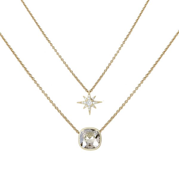 Stella Luna Star Necklace with Swarovski Silver shade Crystal Gold