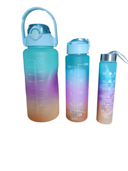Beverage Water Bottle Set of 3 - Blue