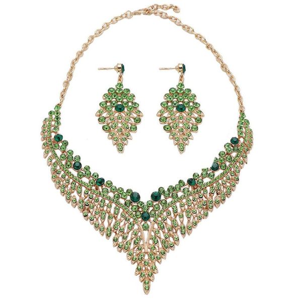 Vintage luxury Necklace And earring Set-Green