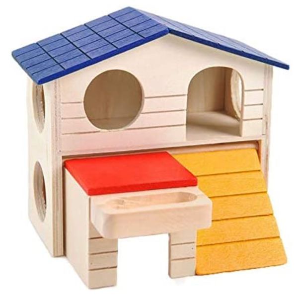 Pet Hamster Small Animal Play House With Ramp And Perch (17x16x15cm)
