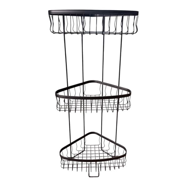 HO-417-Black Carbon Steel 3-Tier Corner Shelf - 29x19x65.5cm