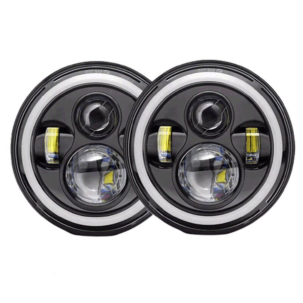 75W Round 7 Inch LED Headlight For Jeep Wrangler Off-Road - Set Of 2