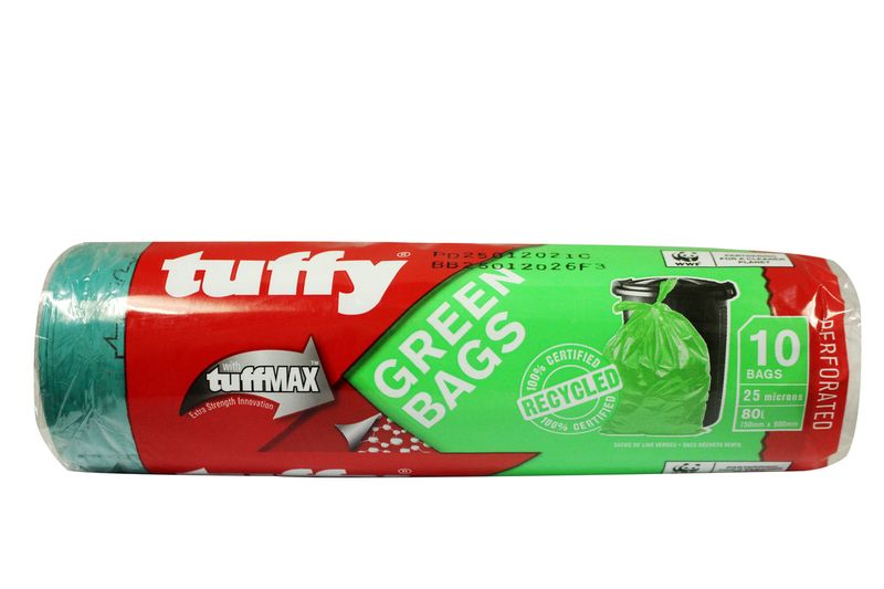 Tuffy Refuse Bag Green Garden P/10 25Mic