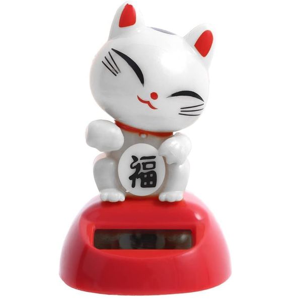 White Cat Solar Powered Car Ornament Animal Solar Powered Dancing Dolls