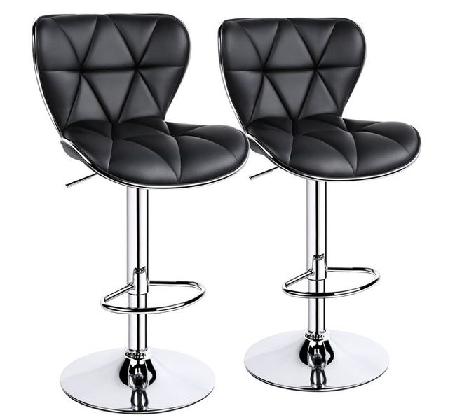 Bar Kitchen Stool Chairs - Set of 2 - Black Colour