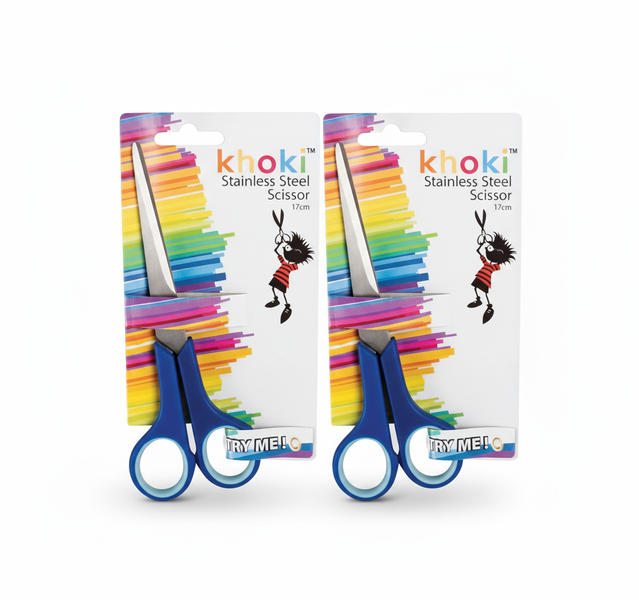 Khoki 17cm Scissors with Comfortable Handle for Home and Office - 2 Pack