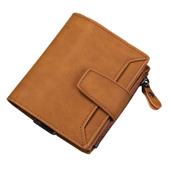 Bifold Multi-Card Leather Wallet with Pop-Up Card Holder and Coin Zip Closure - Black