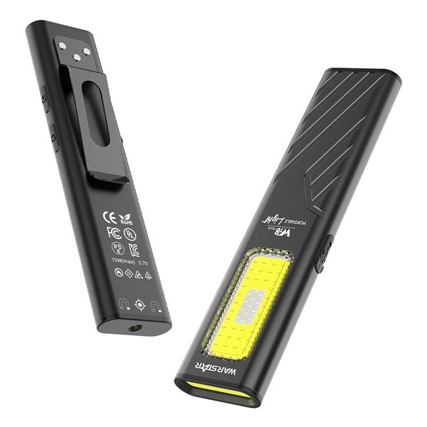 Ultra-Thin LED Flashlight 800LM with UV Light &amp; Red Laser, Magnetic Base