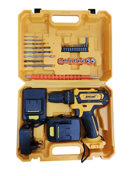 Andowl Rechargeable Lithium-Ion Hammer Drill and Screwdriver Set 21V