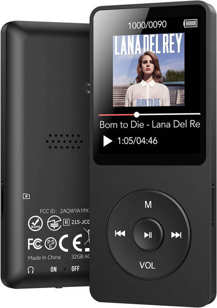 32GB Bluetooth MP3 Player - FM Radio, Recorder, 40H Playback - Black