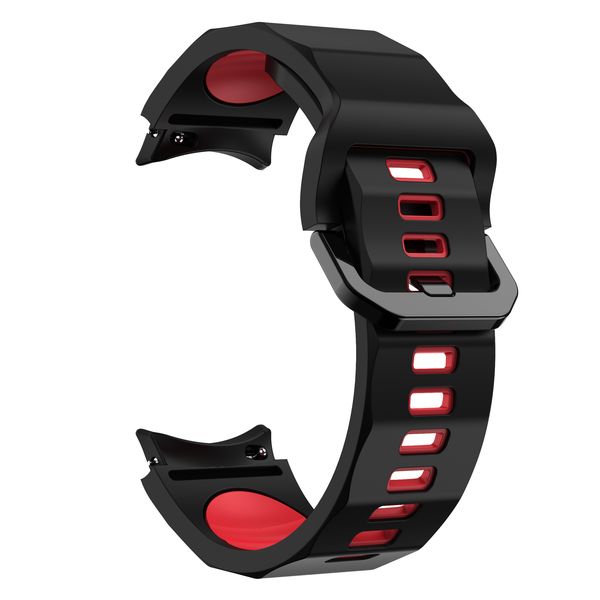 Wave Pattern Strap for Samsung Galaxy Watch 4/5/6/7 - Black &amp; Red