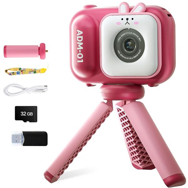 2.4 Inch Kids Camera with Tripod Mini Video Camera with 32GB Memory Card