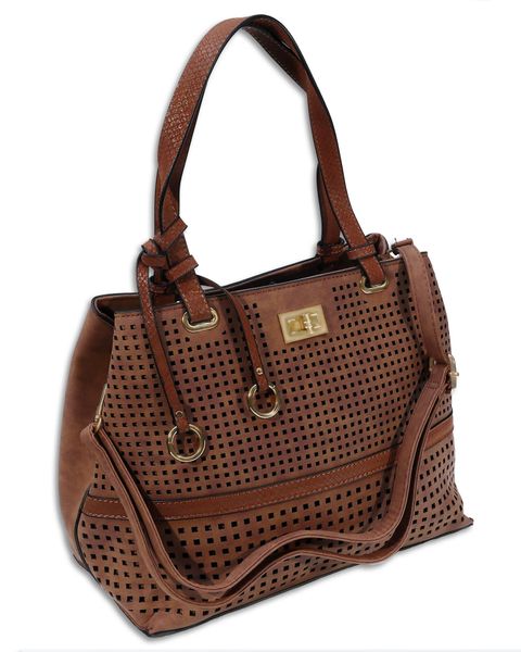 Tan Blocked Ladies Handbag