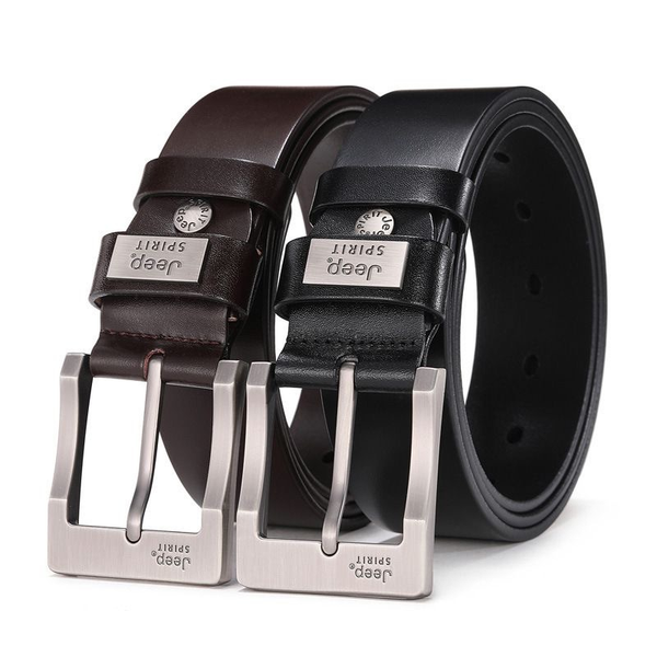 ZELTRYN Men's Pin Buckle Genuine Leather Belt 2-Pack (120cm)