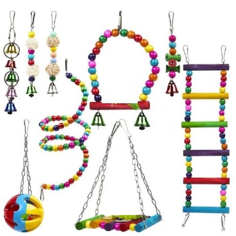 10 Pack Bird Cage Toys, Parrot Toys, Pet Bird Toys