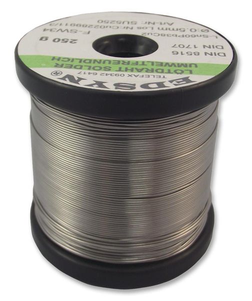 Edsyn (SU5250) Solder Wire, FSW34, 0.5mm Diameter, 183°C, 250g
