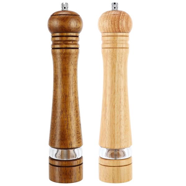 2 Pcs Pepper and Salt Grinder Set 10 Inch Mill Shaker Adjustable Coarseness