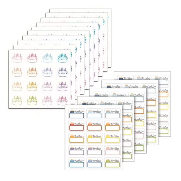 Craft Scrapbooking Journaling Happy Birthday Cake Stickers - Set of 15