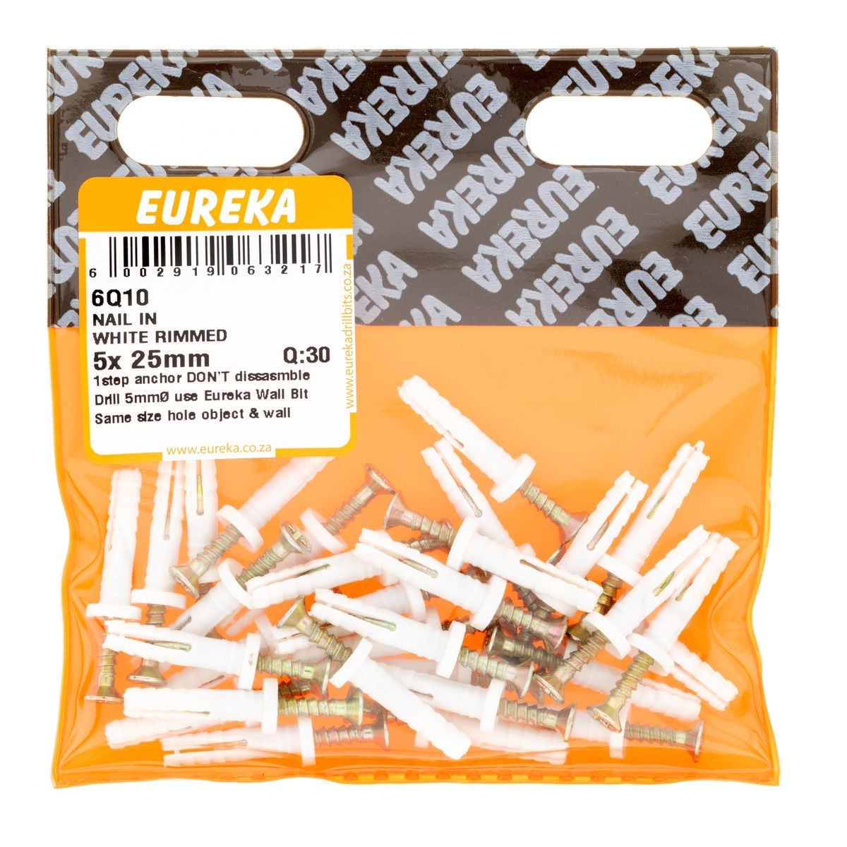 EUREKA Nail In Anchor White Rimmed 5 X 25mm Q 30 6Q10 Buy Online In 