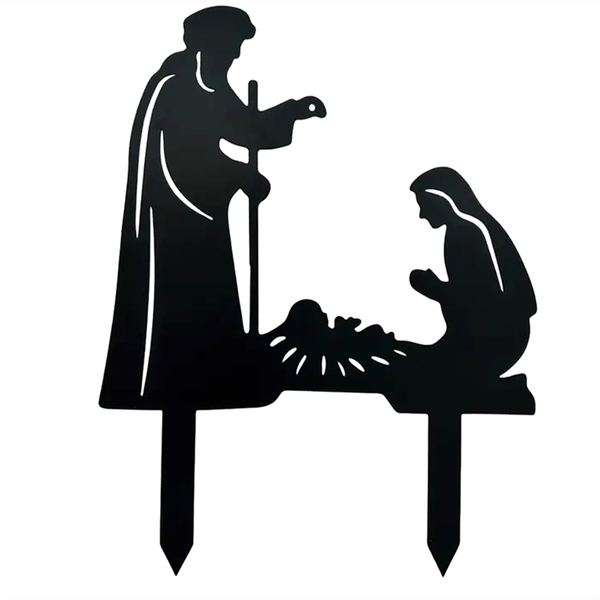Nativity Scene Silhouette Nativity Figurines Set for Fence Patio E
