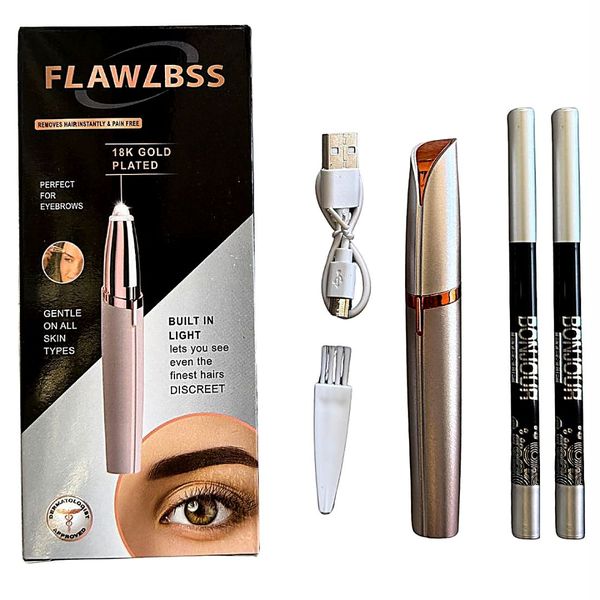 Rechargeable Eyebrow Trimmer and 2 Eye and Lip Twist Pencils
