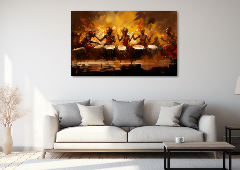 Canvas Wall Art - African Drummers Abstract - MT0156
