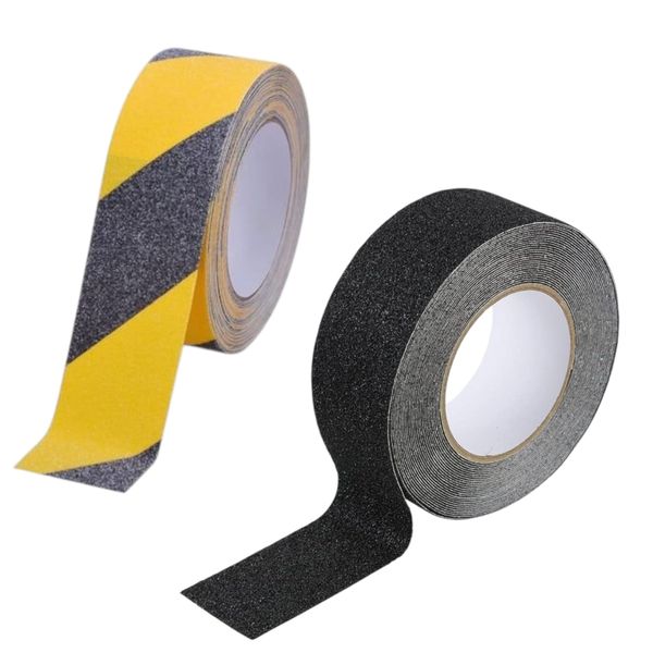Set of 2 - Universal Non-Slip Anti-Slip Tape 50mm x 10m - Black + Yellow
