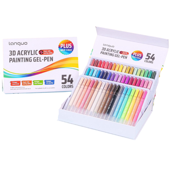 54pcs 3D Acrylic Gel Pens for Coloring