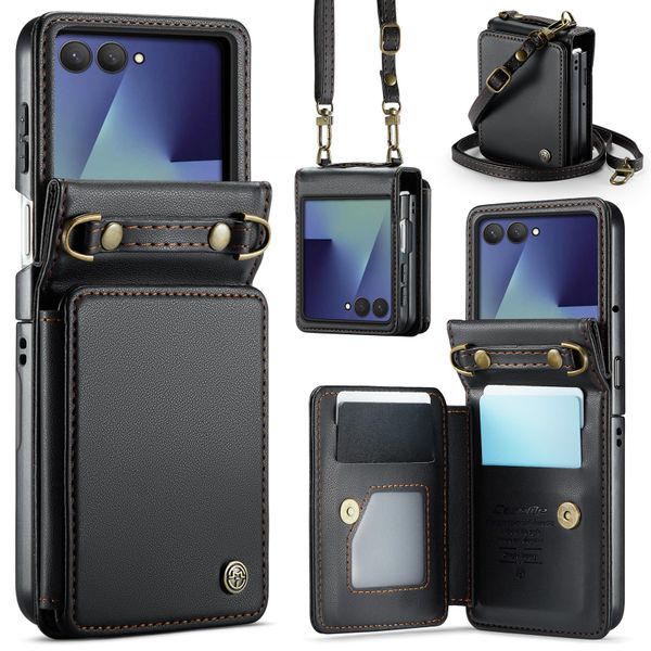 PU Leather Case With Card Holder Compatible With Samsung Galaxy Z Flip 7