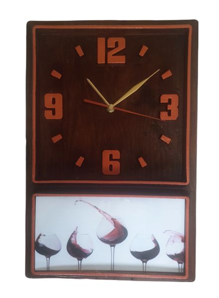 Retro Box Clock (Orange) Red Wine (34)
