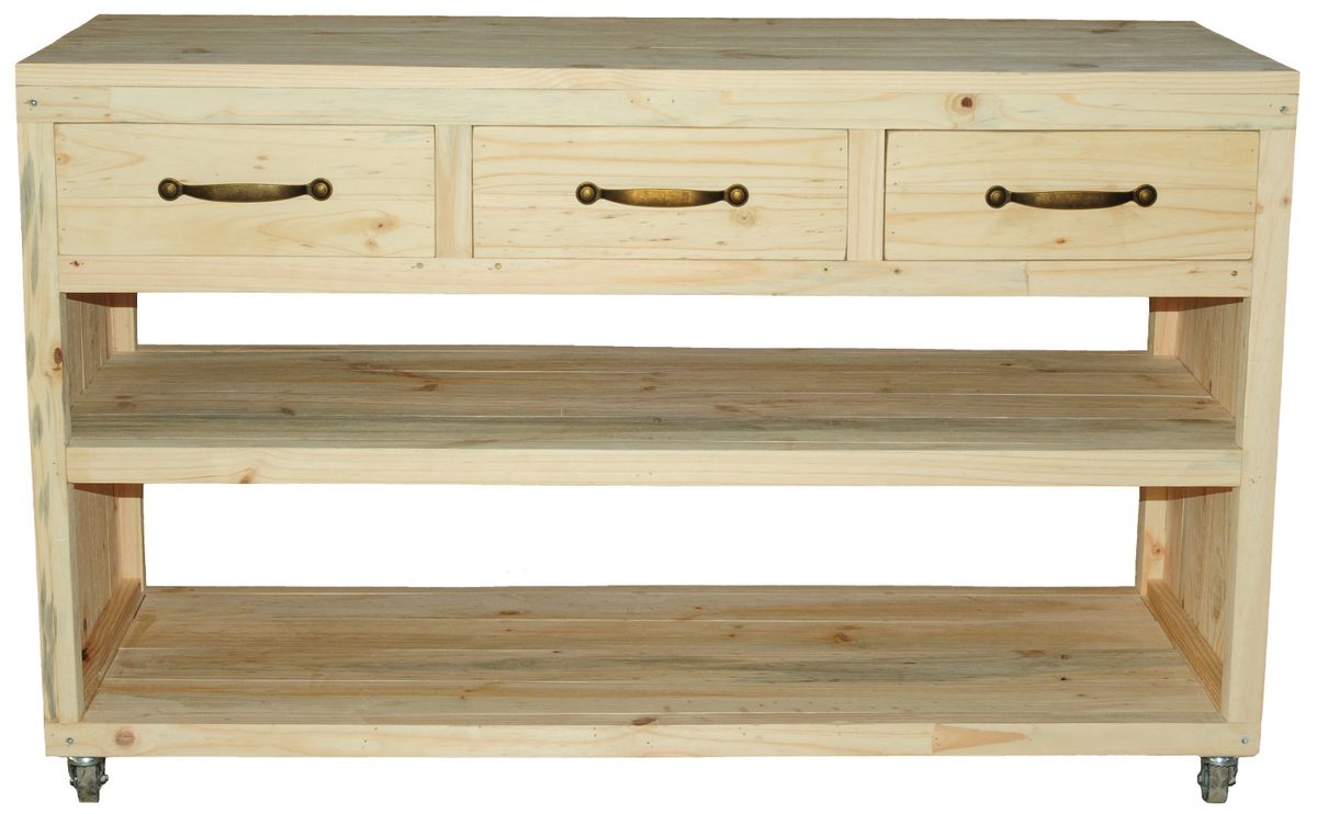 Rustic TV Stand/Console made from solid wood Three Drawers, Two Shelves