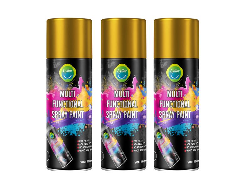 Bulk 3 Pack of Spray Paint in Gold 18K