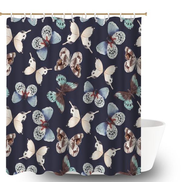 Flying Butterflies Polyester Bath Curtains, Bathroom Shower Curtain