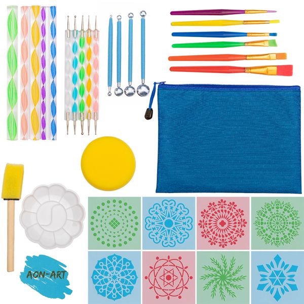 Aon-Art 35 Piece Mandala Dotting Art Tool Set with Storage Bag