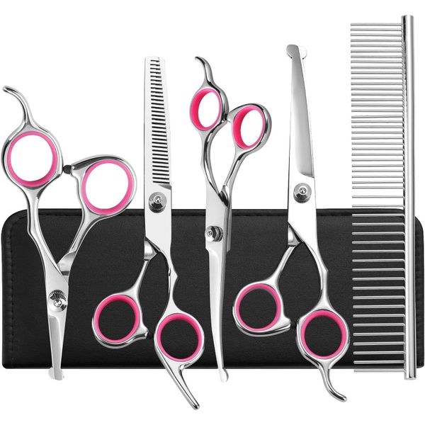 7.5" 6-in-1 Pet Grooming Scissors Set with Storage Pouch