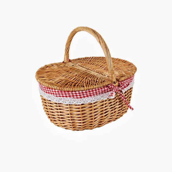Picnic Basket Rattan Outdoor Portable Flip Snowflake Brie Storage Basket
